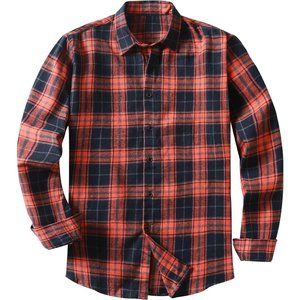 Men's Long Sleeve Shacket Button Down Shirts Casual Jacket with Flap Pocket